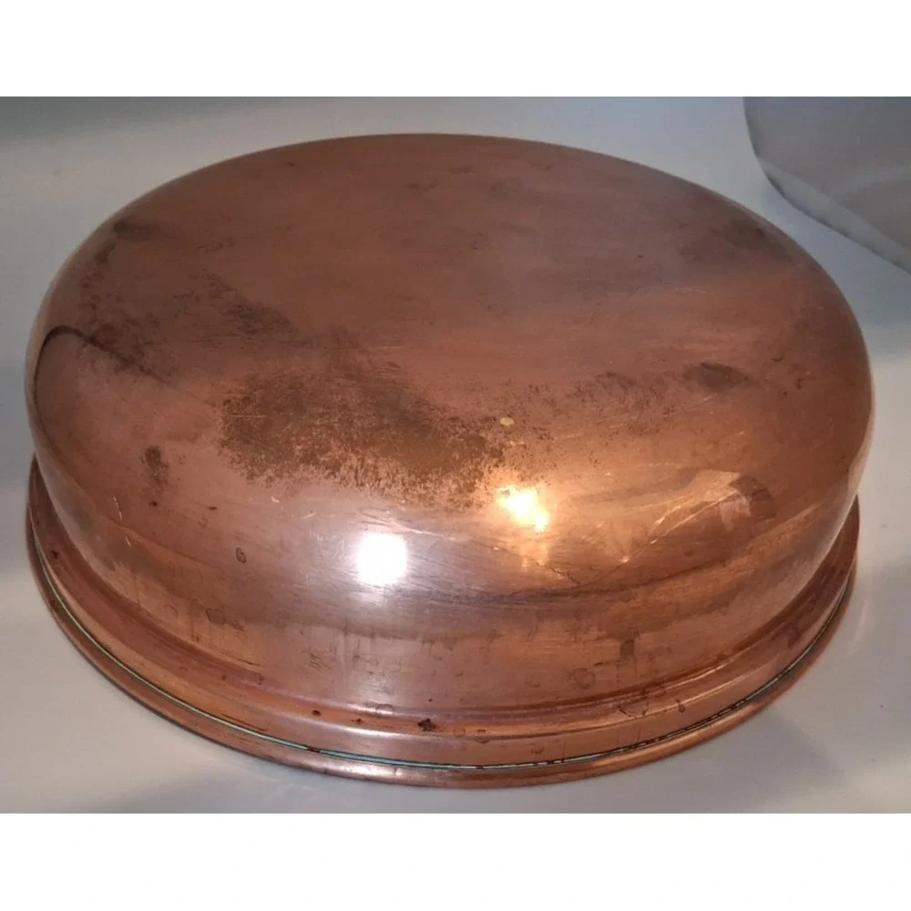 Copper & Brass Chafing Dish, Wood Handle Unbranded with 5 Pieces 